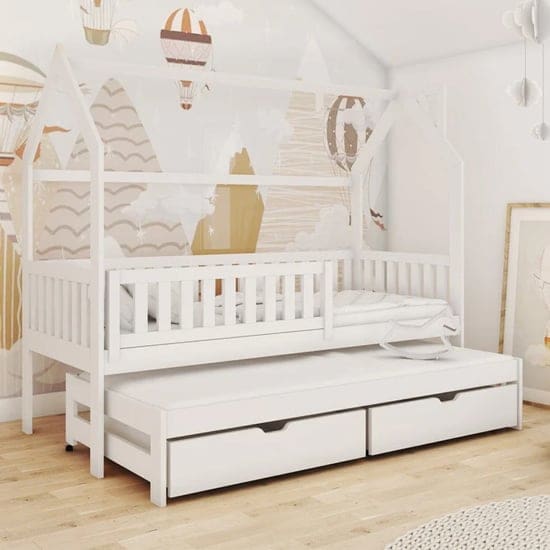 minsk trundle wooden single bed white