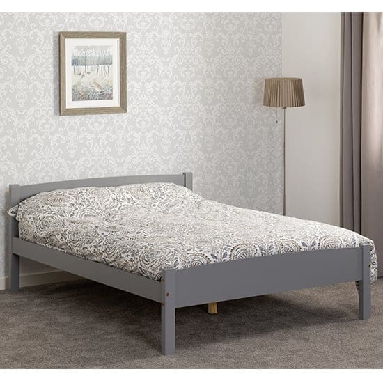 misosa wooden double bed grey slate