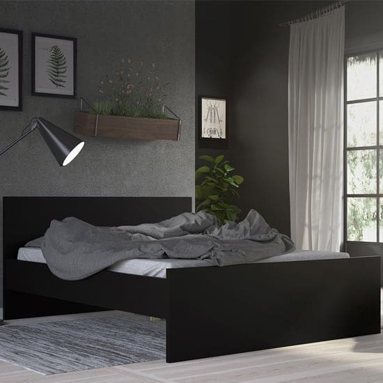 nakou wooden double bed matt black