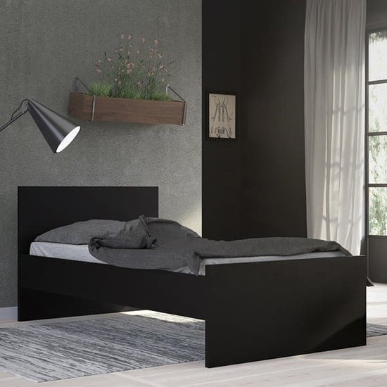 nakou wooden single bed matt black