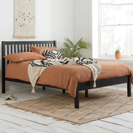 novo wooden double bed black