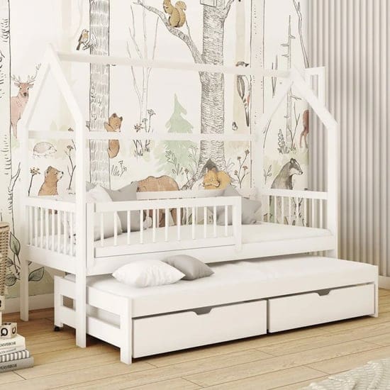 pago trundle wooden single bed white