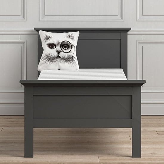 paroya wooden single bed matt grey