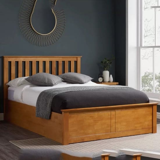 phoney rubberwood ottoman small double bed oak