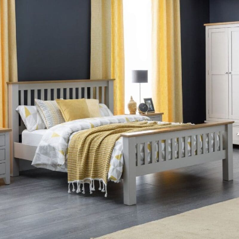 raisie wooden double bed oak grey