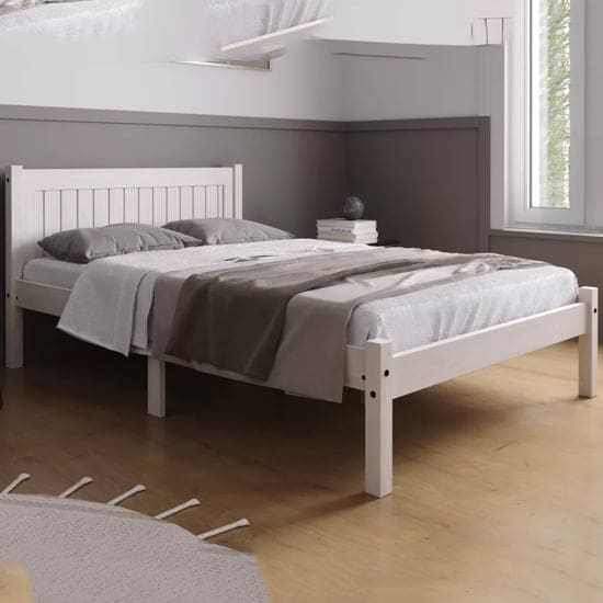 ria wooden double bed white