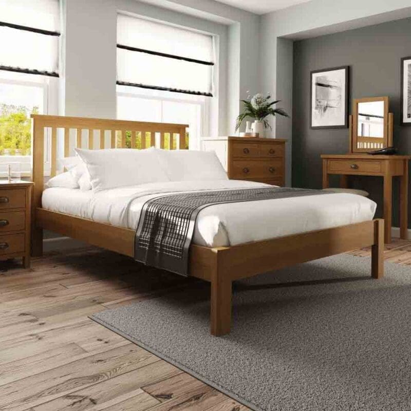 rosemont wooden double bed rustic oak