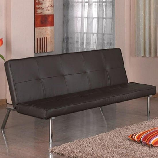 sancia pu leather sofa bed chrome legs brown