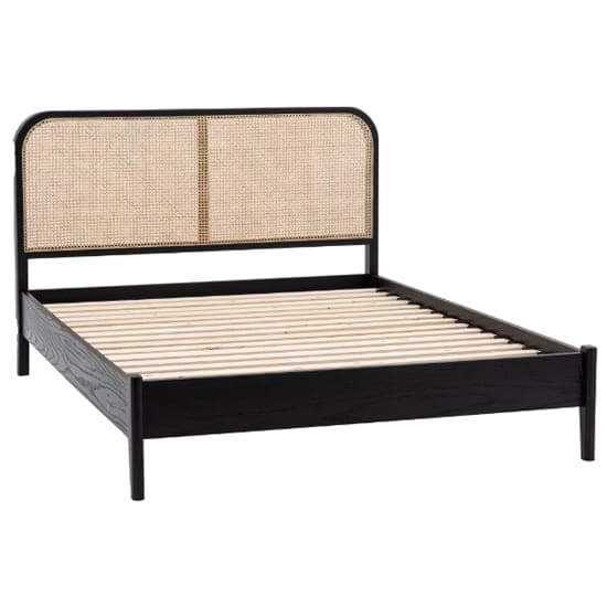 scalar wooden double bed black natural