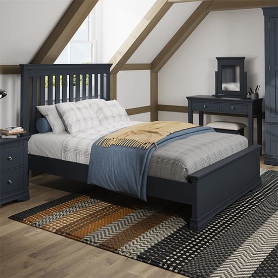 skokie double bed midnight grey