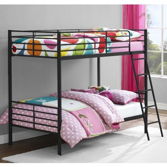 sturdy metal convertible sos bunk bed black