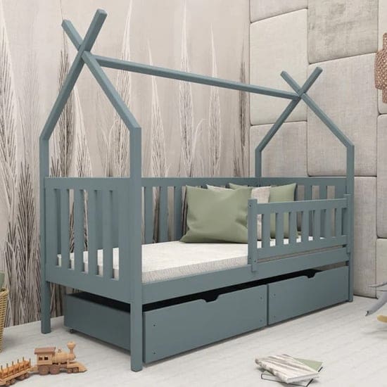 suva storage wooden single bed grey