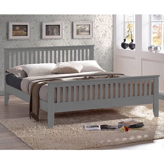 turin wooden double bed grey