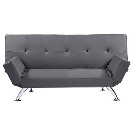 venice sofa bed in grey faux leather with chrome legs 5