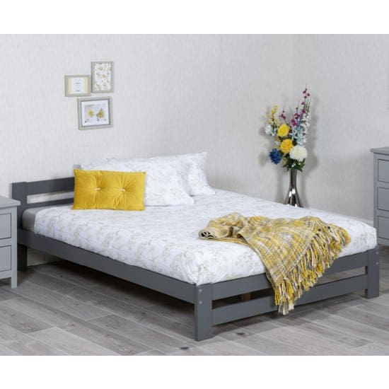 zenota wooden double bed grey