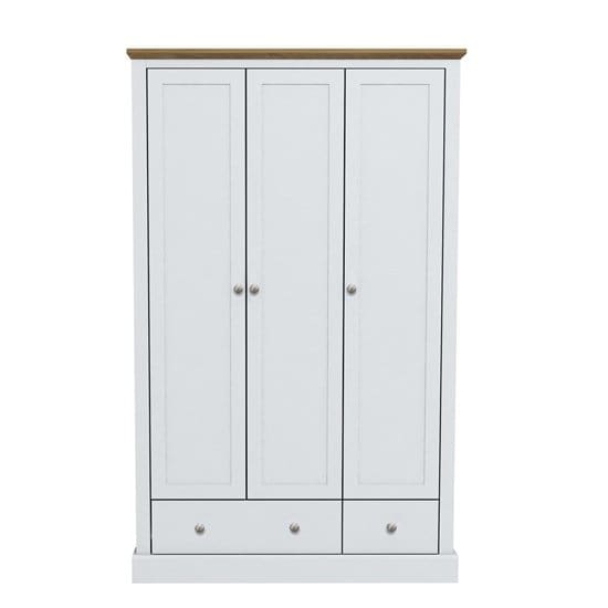 Devon Wardrobe White 3 Doors 2 Drawers