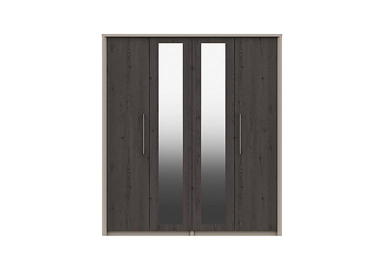 PRODZFRSP000000000044192 paddington 4 door wardrobe with mirror fired earthanthracite larch