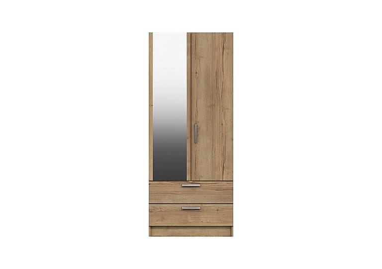 PRODZFRSP000000000048263 waterloo 2 door 2 drawer wardrobe with mirror natural rustic oak