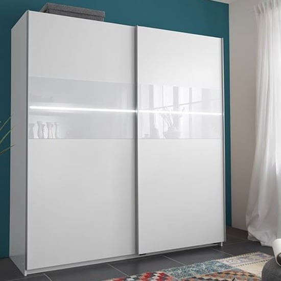 Shine Sliding Wardrobe In Alpine White 2 Door Light