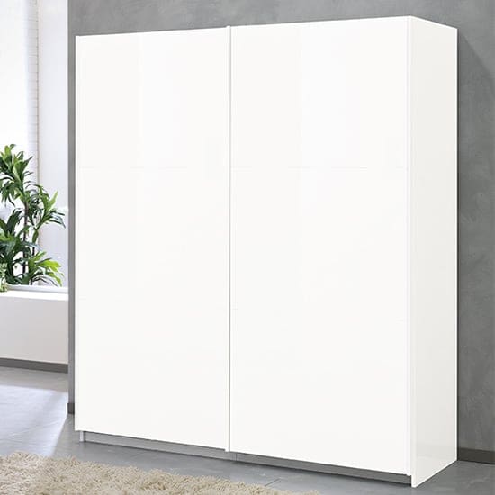 abby large wooden sliding door wardrobe white