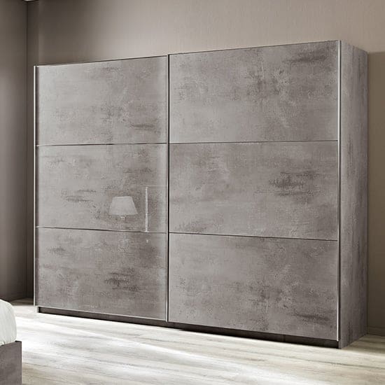 abby medium sliding wardrobe grey marble effect gloss