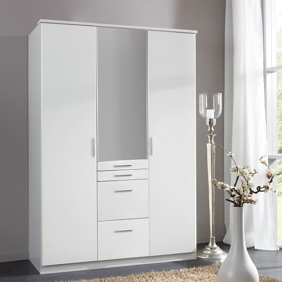 alberta mirror wardrobe white