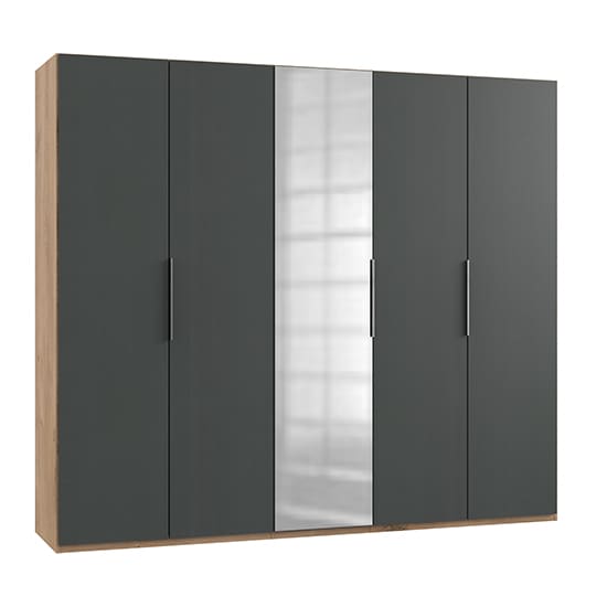 alkes mirrored wardrobe graphite planked oak 5 doors