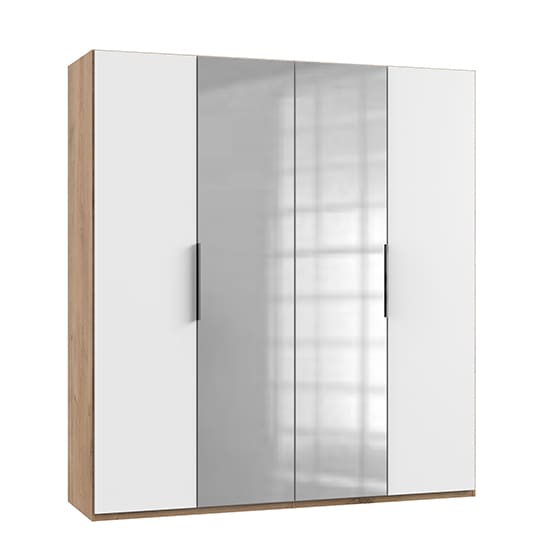 alkes mirrored wardrobe white planked oak 4 doors