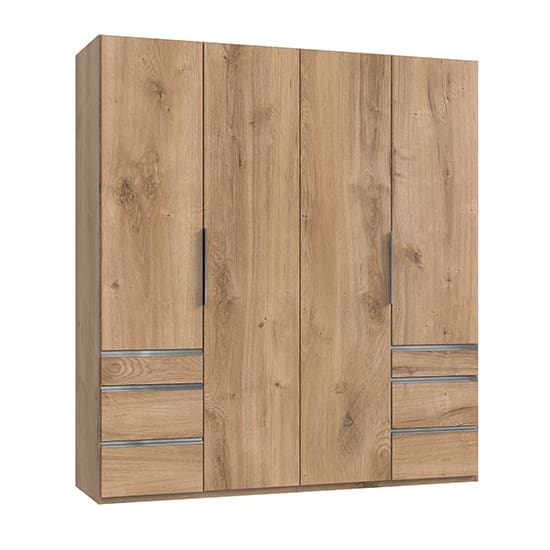 alkes wooden wardrobe planked oak 4 doors 6 drawers