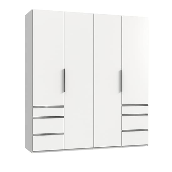 alkes wooden wardrobe white 4 doors 6 drawers