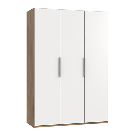 alkes wooden wardrobe white planked oak 3 doors