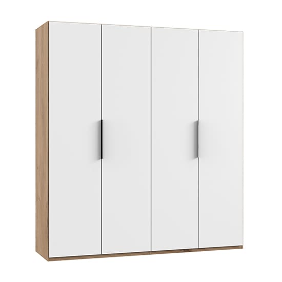 alkes wooden wardrobe white planked oak 4 doors