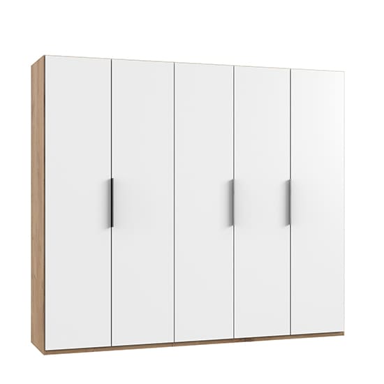 alkes wooden wardrobe white planked oak 5 doors