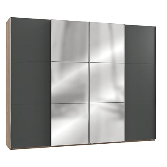 alkesia mirror sliding 4 door wardrobe graphite planked oak