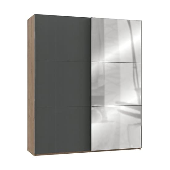 alkesia mirror sliding door wardrobe graphite planked oak