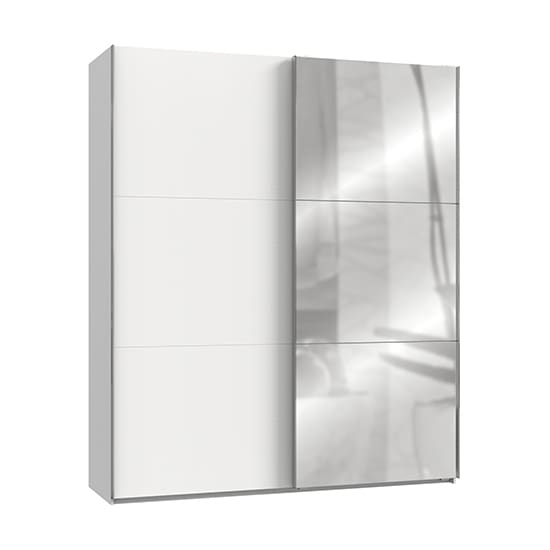 alkesia mirrored sliding door wardrobe white