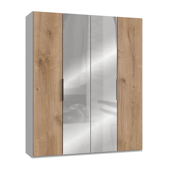 alkesia mirrored wardrobe planked oak white 4 doors