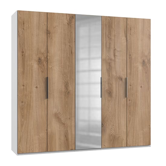 alkesia mirrored wardrobe planked oak white 5 doors