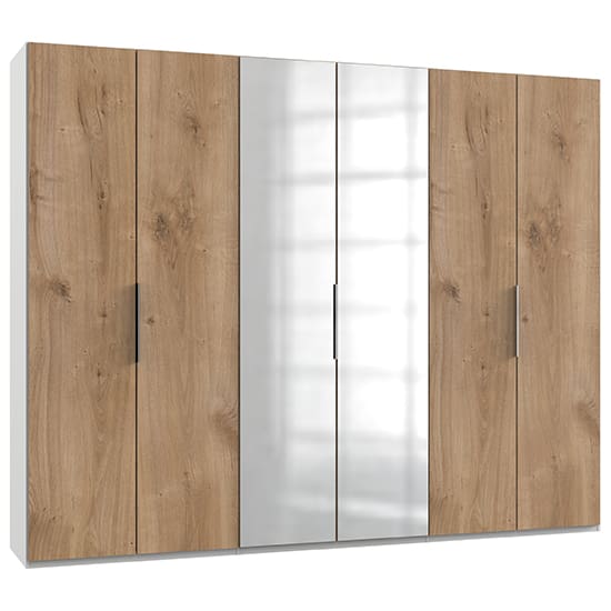 alkesia mirrored wardrobe planked oak white 6 doors