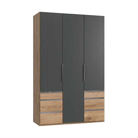 alkesia wooden 3 door wardrobe graphite planked oak