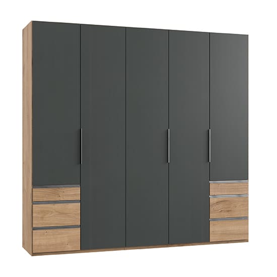 alkesia wooden 5 door wardrobe graphite planked oak