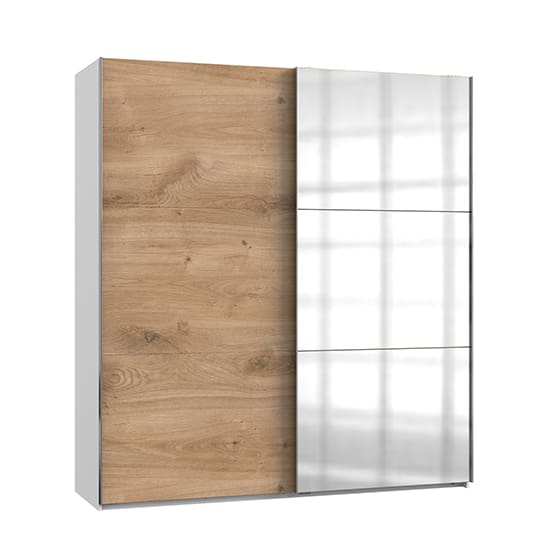 alkesu mirror sliding door wardrobe planked oak white