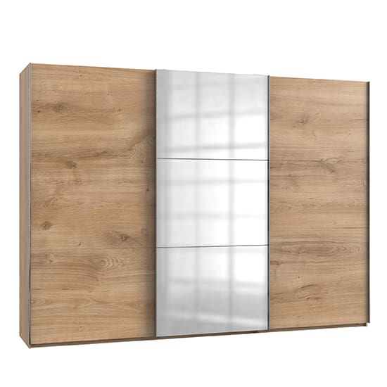 alkesu mirrored sliding door wardrobe planked oak 3 door