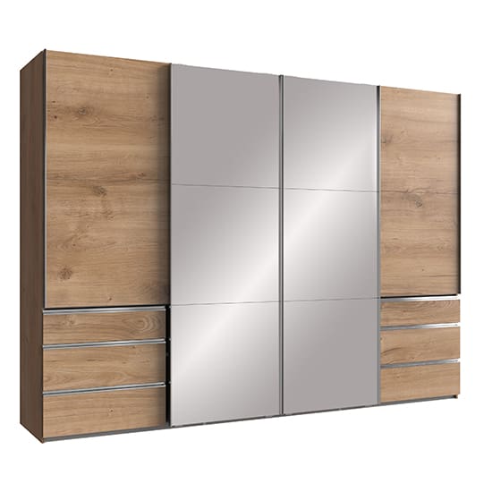 alkesu mirrored sliding wardrobe planked oak 4 doors