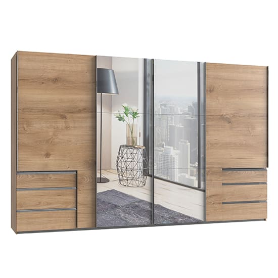 alkesu mirrored sliding wardrobe planked oak 5 doors