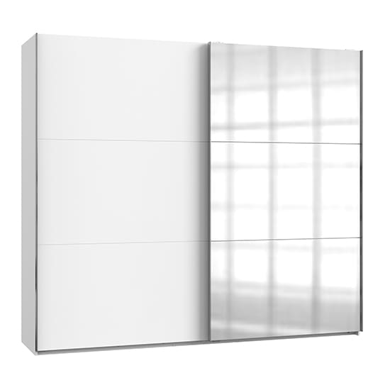 alkesu wide mirrored sliding door wardrobe white