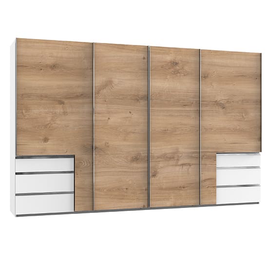 alkesu wooden sliding wardrobe planked oak white 5 doors