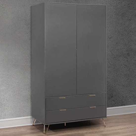 arlo wardrobe 2 doors 2 drawers charcoal