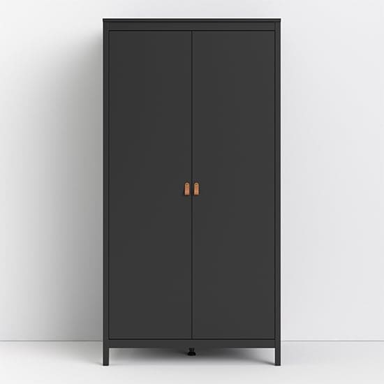 barcila 2 doors wooden wardrobe matt black