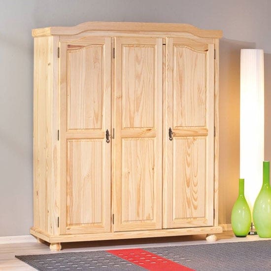 bern fsc wooden wardrobe solid pine natural 3 doors